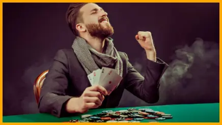 poker player rejoices after winning